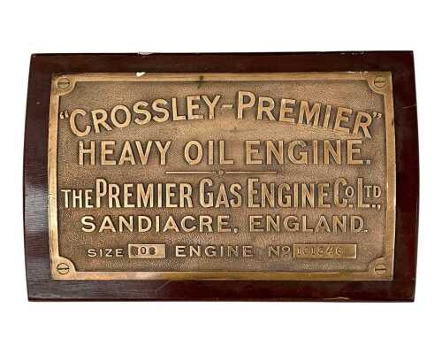 Crossley-Premier Heavy Oil Engine Plaque *** NO RESERVE ***