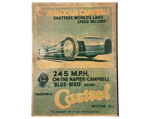 Wakefield Castrol Motor Oil / Captain Malcolm Campbell Achievement Poster *** NO RESERVE ***